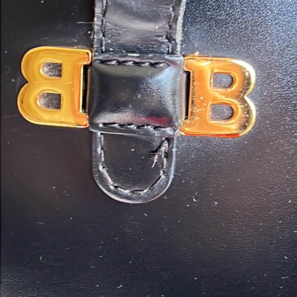Bally vintage, black leather bag with gold BB logo - Picture 3 of 17